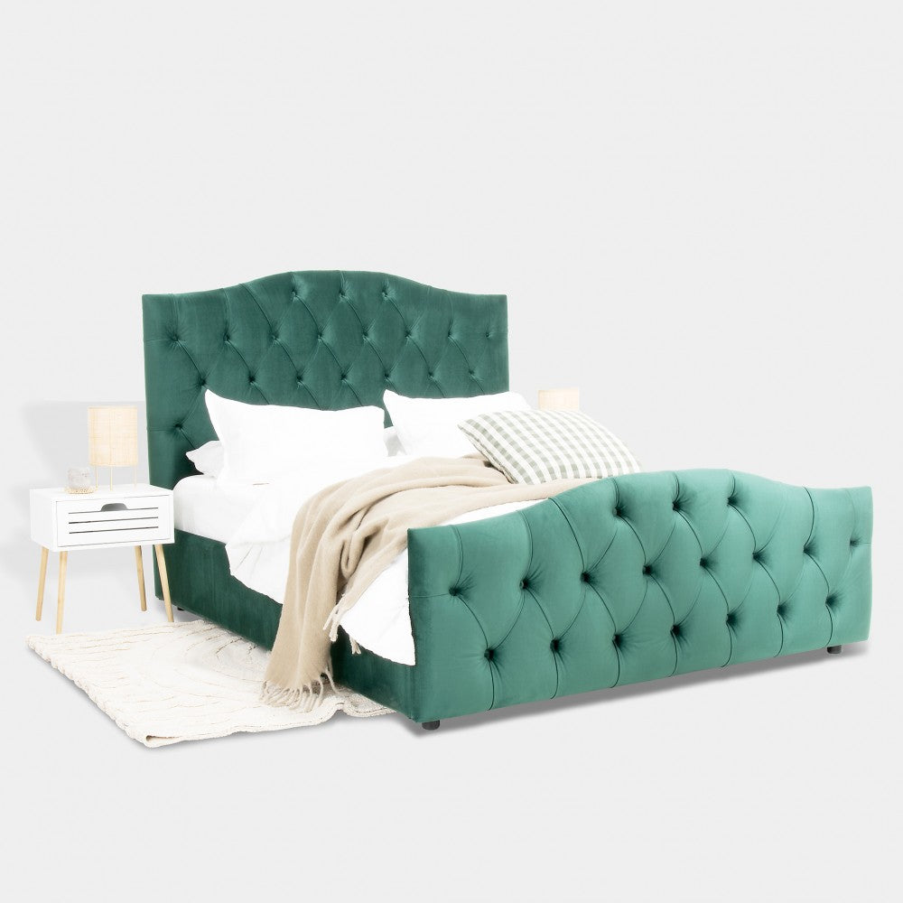 Pat tapitat Cesare cu somiera rabatabila si spatiu de depozitare, Blue